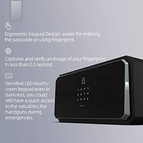 BOFON W-Series Security Box with Key, Safe Box,1.45 Cubic Fingerprint Password,Safety Boxes for Home,Pistol Safe
