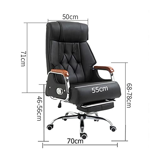 QZWLFY Executive Office Chair Reclining with Footrest Genuine Leather & Solid Wood