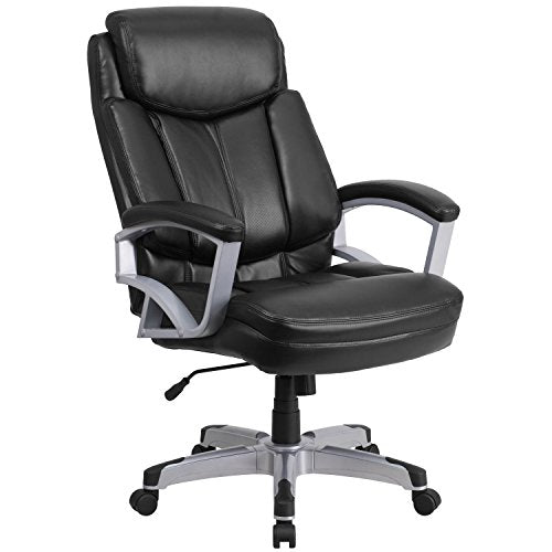 Flash Furniture HERCULES Series Big & Tall 500 lb. Rated Black Leather Executive Swivel Chair with Arms