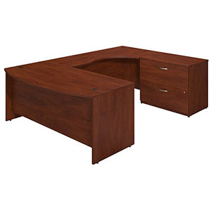 Bush Business Furniture Series C Elite 72W x 36D Right Hand Bowfront U Station Desk Shell with Lateral File in Hansen Cherry