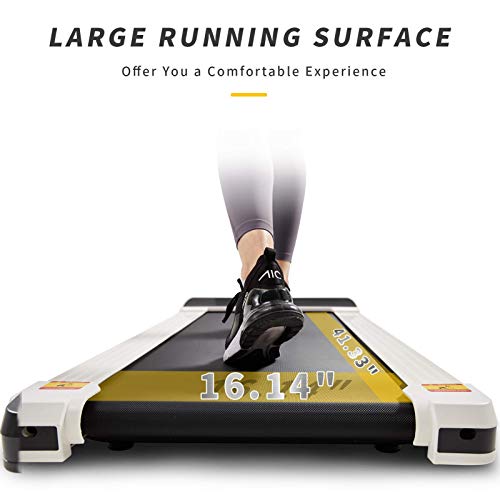 UMAY Portable Treadmill with Foldable Wheels, Under Desk Walking Pad Flat Slim Treadmill, Sports App, Installation-Free, Remote Control, Jogging Running Machine for Home/Office