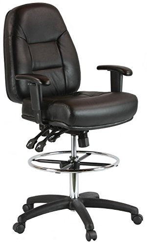 Harwick Premium Leather Drafting Chair with Arms Black