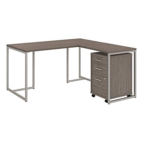 Office by kathy ireland Method 60W L Shaped Desk with 30W Return and Mobile File Cabinet in Cocoa