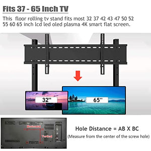 RonGQi Heavy Duty Rolling TV Stand for 32''-65'' Screens, Adjustable Height, 220Lbs Capacity