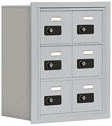 Salsbury Industries 19038-06ARC Cell Phone-3 Unit Recessed Mounted-Resettable Combination Locks with 8-Inch Diameter Compartments, Aluminum