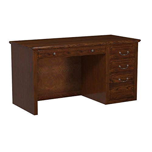 Martin Furniture Huntington Oxford Single Pedestal Computer Desk, Burnish Finish, Fully Assembled
