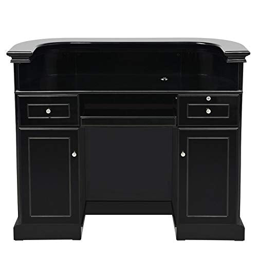 Reception Desk Led Lights Reception Area Counter Desk Receptionist Desk - Alex (Black)