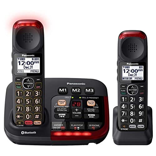 Panasonic Amplified Cordless Phone - 2 Handset with Bluetooth & Voice Volume Booster