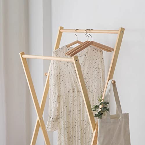 BinOxy Free Standing Wood Coat Rack Double Rod Hanging Clothes Rack - Heavy Duty (Size: L)