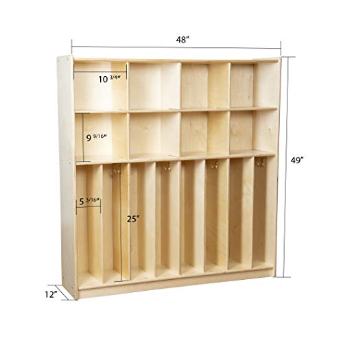 Contender 8 Section Coat Locker with Cubbies Storage Shelves, Wooden Montessori Backpack Organizer for Daycare,Preschool & Home [Greenguard Gold Certified]