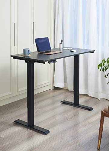 Kaboon Black Electric Standing Desk 47 Inch, Dual Motor Sit Stand Desk, Ergonomic Computer Workstation, Height Adjustable Desk with One-Piece Wood Tabletop(47×24 Black top, Black Frame)