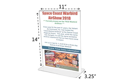 Marketing Holders Literature Flyer Poster Frame Letter Notice Menu Pricing Deli Table Tent Countertop Expo Event Sign Holder Display Stand Double Sided Bottom Loading 11"w x 14"h Pack of 15