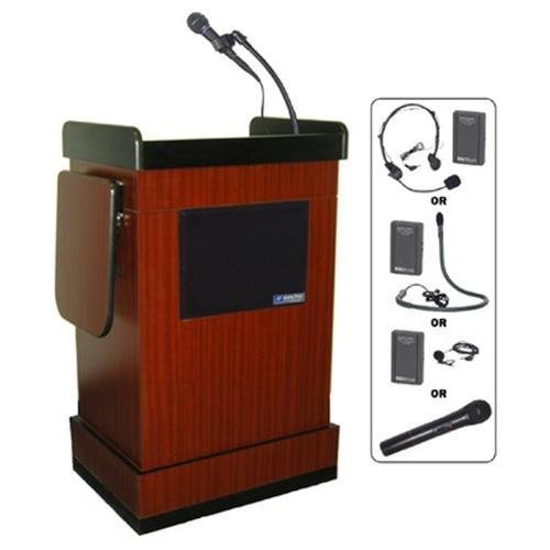 Amplivox SW3230-MH Multimedia Smart Computer Wireless Lectern, 25-1/2w x 20-1/4d x 43-1/2h,Mahogany
