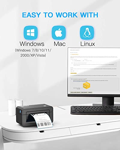 Thermal Label Printer - iDPRT SP410 Thermal Shipping Label Printer, 4x6 Label Printer, Thermal Label Maker, Compatible with Shopify, Ebay, UPS, USPS, FedEx, Amazon & Etsy, Support Multiple Systems