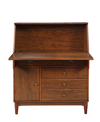 Benjara Wooden Office Armoire with Drop Down Door Storage, Brown