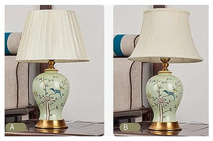 MaGiLL Green Ceramic Desk Lamp with Fabric Shade