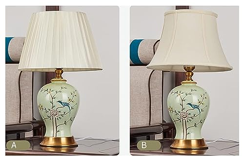 MaGiLL Green Ceramic Desk Lamp with Fabric Shade
