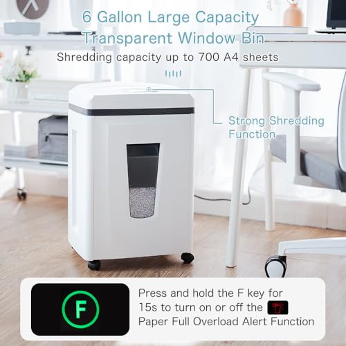 Kitnery Micro Cut Paper Shredder: High Security Heavy Duty Shredder for Home Office, 6 Sheets, 56dB, 6 Gal Bin