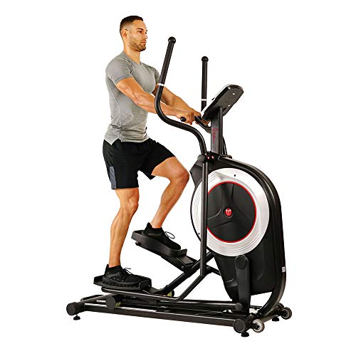 Sunny Health & Fitness Electric Eliptical Trainer Elliptical Machine w/Devicec Holder, Programmable Monitor and Heart Rate Monitoring, 300 LB Max Weight and 20"" Stride - SF-E3875, Black