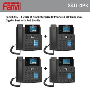 Fanvil IP Phone X4U Gigabit SIP Enterprise Desktop Phone with Dual-Color LCD Display (4-Pack)