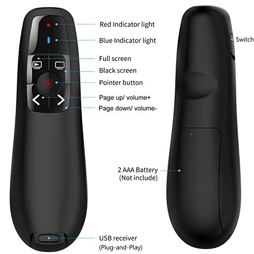 Zoxkoy Wireless PowerPoint Remote Clicker: 30-Pack Presenter with Red Pointer | USB Plug & Play | 100Ft Control Range | Ergonomic Design