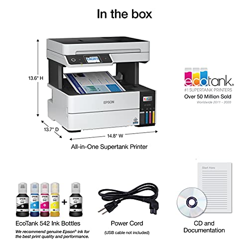 Epson EcoTank Pro ET-5170 Wireless Color All-in-One Supertank Printer - Renewed White