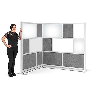 S Stand Up Desk Store Workflow Modular Wall Bundle | Expandable Office Partition System with Whiteboard, Acrylic Panels | (1) 70x70in Wall + (1) 53x70in Wall