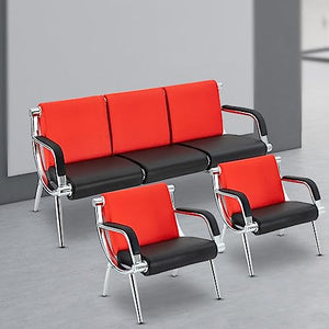 HaroldDol Office Reception Sofa Set - PU Leather Visitor Chairs, 3-Seat Sofa & Two 1-Seat Chairs