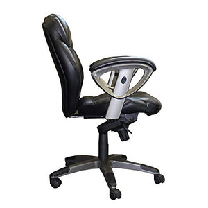 Mayline UL330MBLK Ultimo 300 Mid-Back Task Chair with Arms, Black Leather