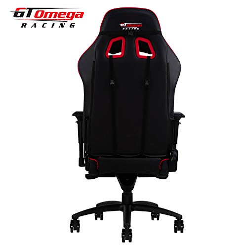 GT OMEGA PRO XL Racing Gaming Chair with Lumbar Support - Ergonomic PVC Leather Office Chair with 4D Adjustable Armrest & Recliner - Esport Seat for Ultimate Gaming Experience - Black Next Red