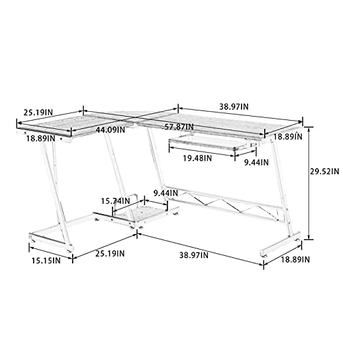 LJTT L Shaped Desk with Keyboard Tray and Host Bracket Corner Computer Desk Gaming Table Workstation for Home Office, Brown