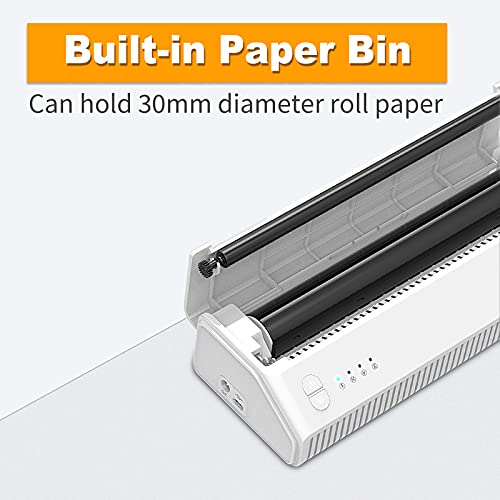 LVYUAN Portable A4 Thermal Printer, Wireless Bluetooth Printer Support 216mm/8.5inch Width A4 Paper Available for Outdoors Printing Home Office Travel Students and Cars