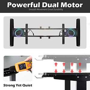 OUTFINE Heavy Duty Dual Motor Height Adjustable Standing Desk Electric Dual Motor (Black, 63") - 220lbs Load