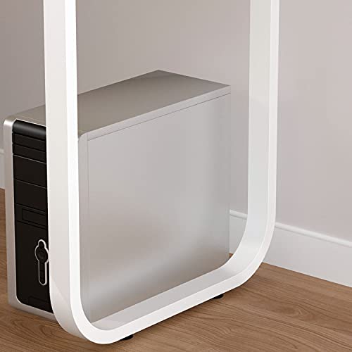Homsee L-Shaped Computer Desk with Drawers, Shelves, and Storage Cabinet - White