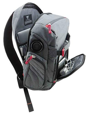 Swiss Digital Xavie Heather Grey Men's Urban Commuter Bluetooth Speaker Gaming Backpack, RFID Protection, Fits Laptops up to 15.6", TSG4H152