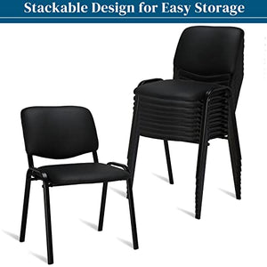 VINGLI Stackable Waiting Room Chairs, 10-Pack PU Church Conference Office Guest Reception Stacking Chairs