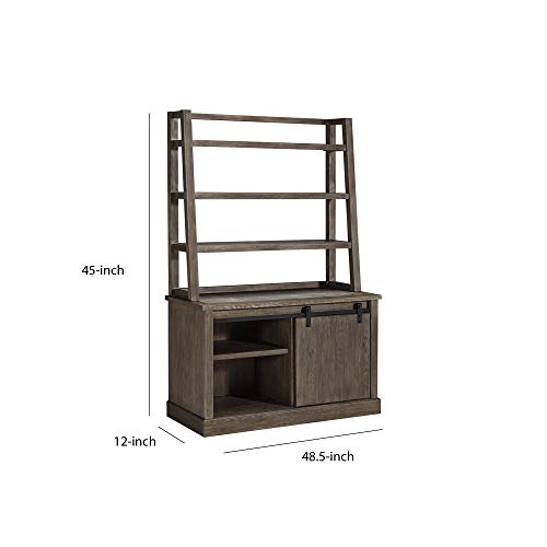 Benjara Farmhouse Style Ladder Type Wooden Hutch with 3 Open Shelves, Brown