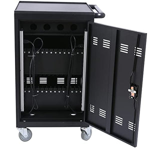 HONOOR 30-Device Mobile Charging Cart and Cabinet, Charging Cart for iPads, Chromebooks, Tablets, Laptops - Front & Back Access Locking Cabinet