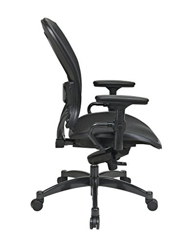SPACE Seating Breathable Mesh Seat and Back, 2-to-1 Synchro Tilt Control, Adjustable Arms and Lumbar Support, with Gunmetal Finish Base Managers Chair, Black