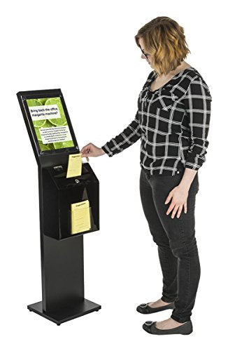 Displays2go SSB811BKBK Locking Donation Station, Ballot Box with 8.5 x 11-Inch Sign Holder Kiosk (Black)