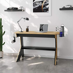 Techni Mobili Home Office Computer Writing Desk Workstation with Two Cupholders and a Headphone Hook-Pine