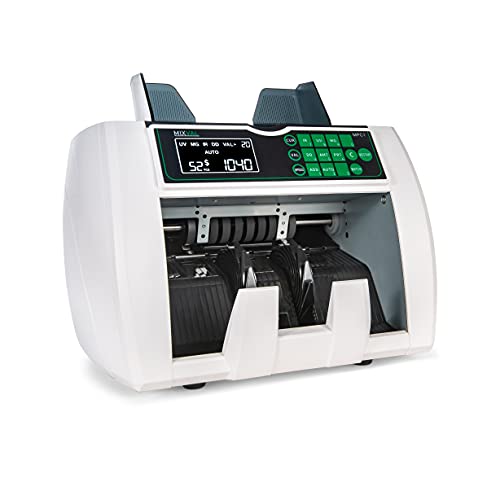 MIXVAL MPC1 Money Counter Machine | Professional Grade w/Counterfeit Bill Detector | Single Denomination, Currency & Bill Counting | Fast & Accurate Cash Counter | Customer Screen Included