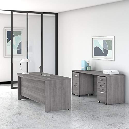 Bush Business Furniture Studio C Bow Front Desk, Platinum Gray