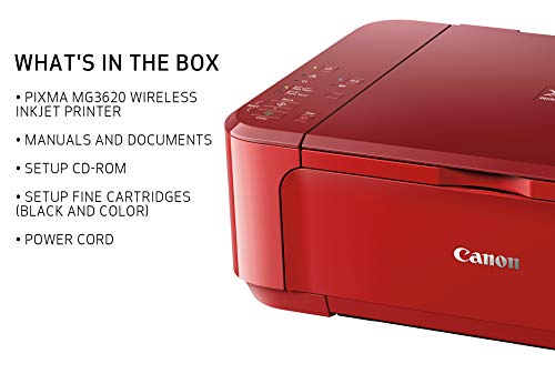 Canon PIXMA MG3620 Wireless All-In-One Color Inkjet Printer with Mobile and Tablet Printing, Red