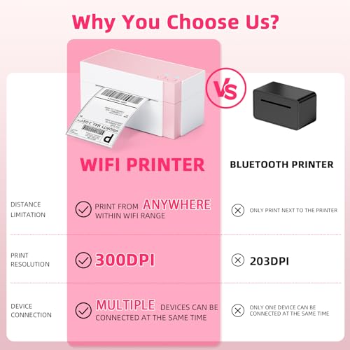 Omezizy WiFi Shipping Label Printer 4x6, 300DPI Wireless for Small Business