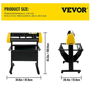 VEVOR Vinyl Cutter Machine, 870mm Cutting Plotter, Automatic Camera Contour Cutting 34” Plotter Printer with Floor Stand Vinyl Cutting Machine Adjustable Force and Speed for Sign Making Plotter Cutter