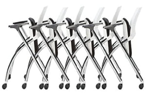 TEAMtime 46 Person Black Flip Table Student Chair Set Model 2063 - Foldable and Nestable