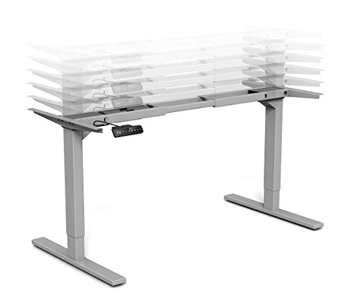 VaRoom Highrise Dual Motor Heavy Duty, Electric Height Adjustable Base for Sit to Stand Desk, Silver