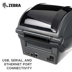 Zebra - GX420t Thermal Transfer Desktop Printer for Labels, Receipts, Barcodes, Tags, and Wrist Bands - Print Width of 4 in - USB, Serial, and Ethernet Port Connectivity (Includes Peeler)