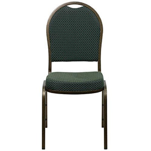BizChair 4 Pack Green Patterned Fabric Stacking Banquet Chairs - Gold Vein Frame